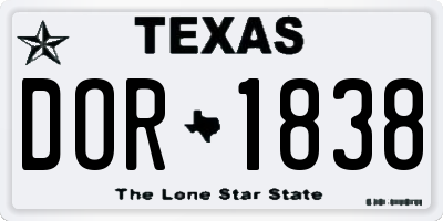 TX license plate DOR1838