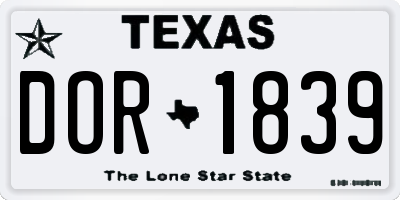 TX license plate DOR1839
