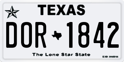TX license plate DOR1842