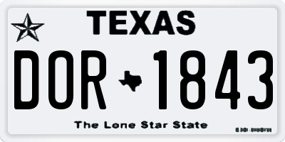 TX license plate DOR1843