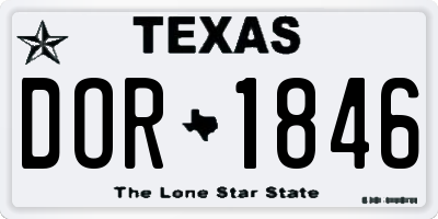 TX license plate DOR1846