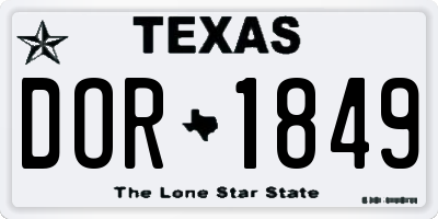 TX license plate DOR1849
