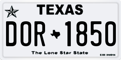 TX license plate DOR1850