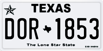 TX license plate DOR1853