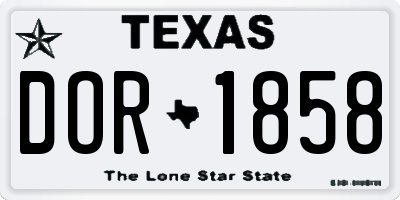 TX license plate DOR1858