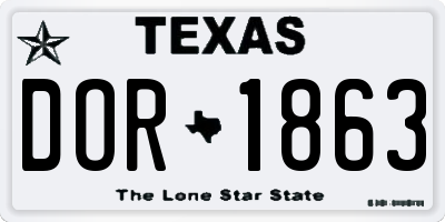 TX license plate DOR1863
