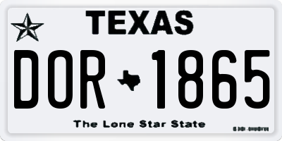 TX license plate DOR1865