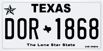 TX license plate DOR1868