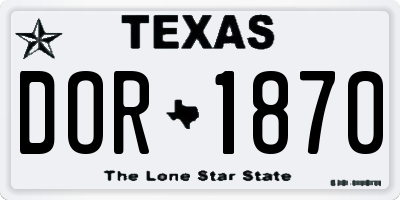 TX license plate DOR1870