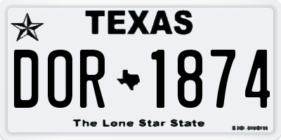 TX license plate DOR1874