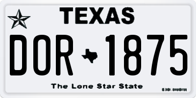 TX license plate DOR1875
