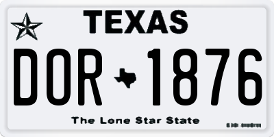 TX license plate DOR1876