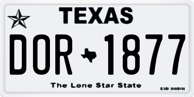 TX license plate DOR1877
