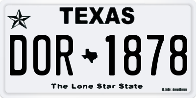 TX license plate DOR1878