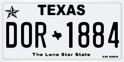 TX license plate DOR1884