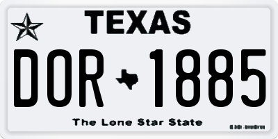 TX license plate DOR1885