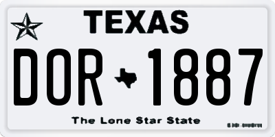 TX license plate DOR1887