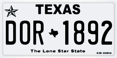 TX license plate DOR1892