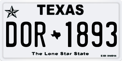 TX license plate DOR1893