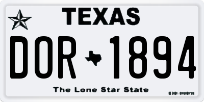 TX license plate DOR1894