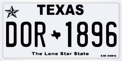 TX license plate DOR1896