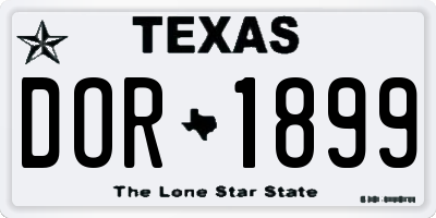 TX license plate DOR1899