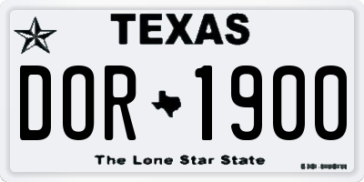 TX license plate DOR1900