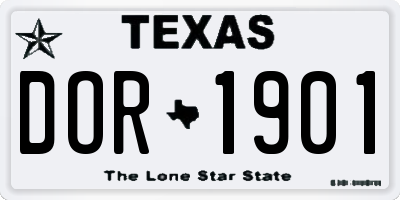 TX license plate DOR1901