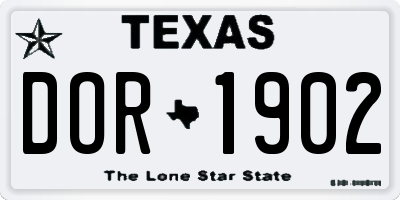 TX license plate DOR1902