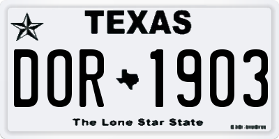 TX license plate DOR1903
