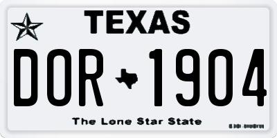 TX license plate DOR1904