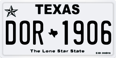 TX license plate DOR1906