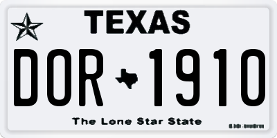 TX license plate DOR1910