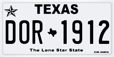 TX license plate DOR1912