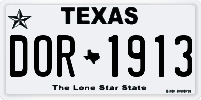 TX license plate DOR1913