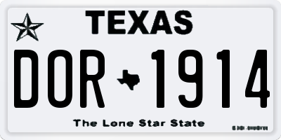 TX license plate DOR1914