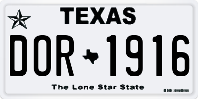 TX license plate DOR1916