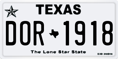 TX license plate DOR1918