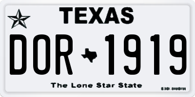 TX license plate DOR1919