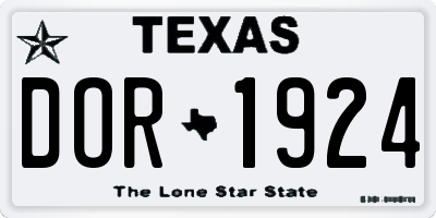 TX license plate DOR1924