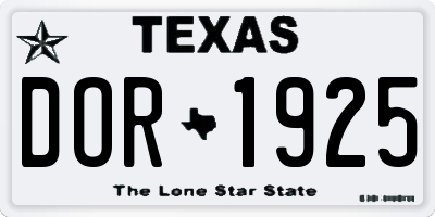 TX license plate DOR1925