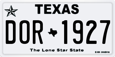 TX license plate DOR1927