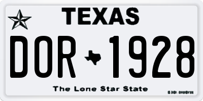 TX license plate DOR1928