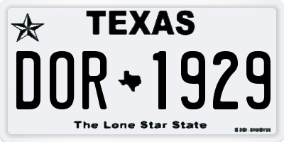 TX license plate DOR1929