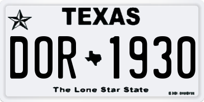 TX license plate DOR1930