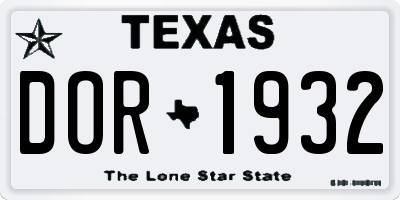 TX license plate DOR1932