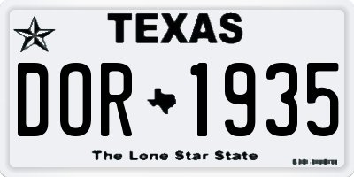 TX license plate DOR1935