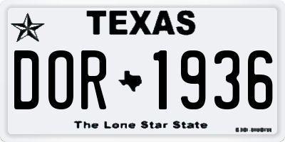 TX license plate DOR1936