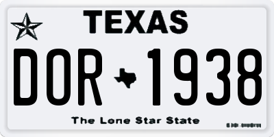 TX license plate DOR1938