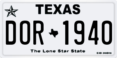 TX license plate DOR1940